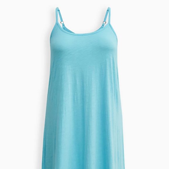 NWT TORRID SWIM COVER-UP DRESS - MAXI COTTON - CROCHET TRIM BLUE - Plus Size 3X - Picture 7 of 9